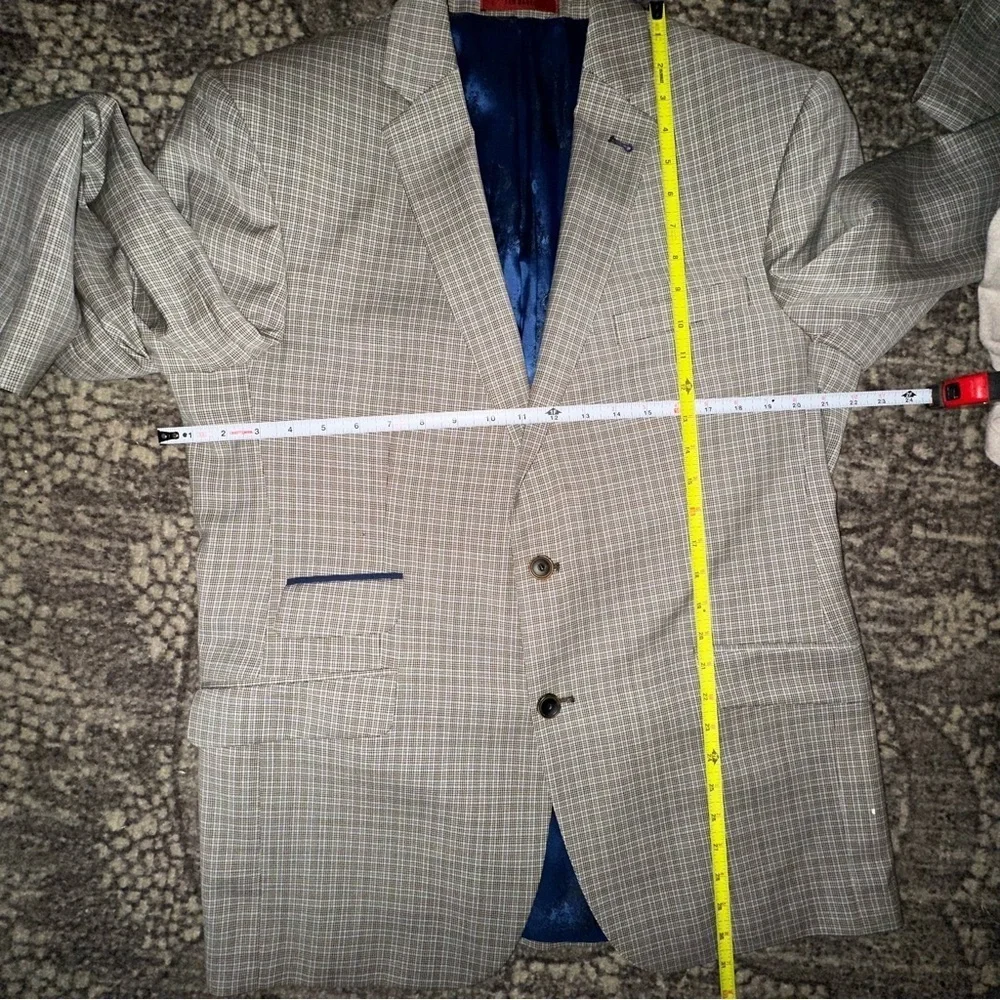 Ted Baker Men’s S Tan Mini Check Suit Jacket Blazer